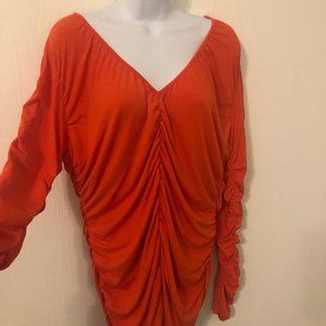 VIBRANT ORANGE VENUS LONG SLEEVE TOP SIZE 1X